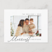 Merriest Christmas, familie foto minimalistisch sc Briefkaart (Voorkant)