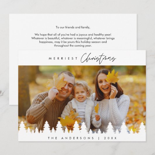 Merriest Christmas, Familiefoto downloadbaar Feestdagenkaart (Voorkant / Achterkant)