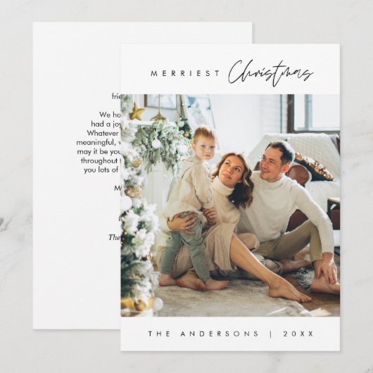 Merriest Christmas, Familiefoto downloadbaar Feestdagenkaart (Voorkant / Achterkant)