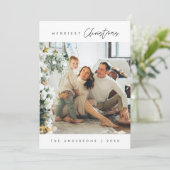 Merriest Christmas, Familiefoto downloadbaar Feestdagenkaart (Staand voorkant)