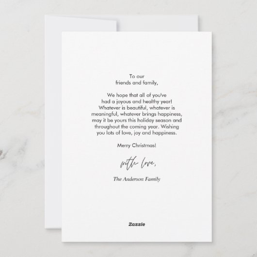 Merriest Christmas, Familiefoto downloadbaar Feestdagenkaart (Achterkant)