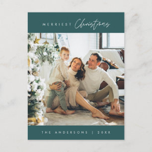 Merriest Christmas Family Foto, Emerald Green Briefkaart