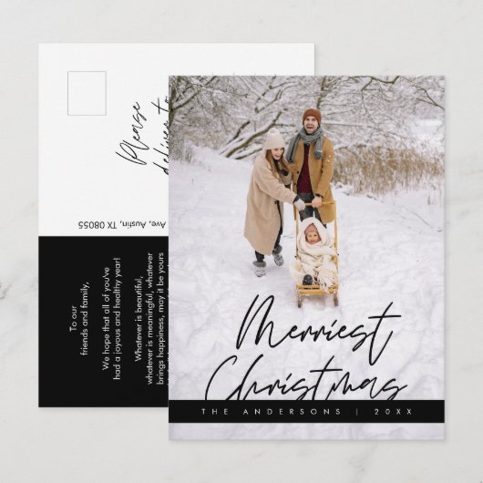 Merriest Christmas Family Foto, Gezellige Groet Briefkaart (Voorkant / Achterkant)