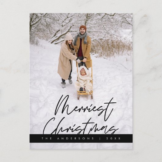 Merriest Christmas Family Foto, Gezellige Groet Briefkaart (Voorkant)