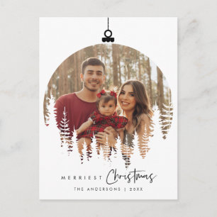 Merriest Christmas Family Foto, Kerstbal Briefkaart