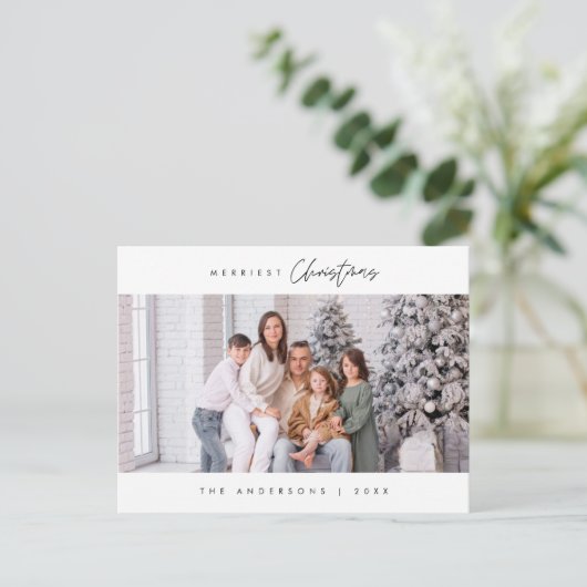 Merriest Christmas Family Foto, Modern Gezellig Sc Briefkaart (Staand voorkant)