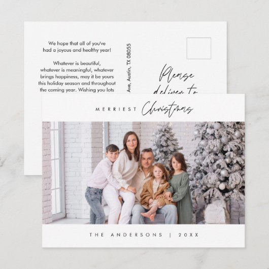 Merriest Christmas Family Foto, Modern Gezellig Sc Briefkaart (Voorkant / Achterkant)