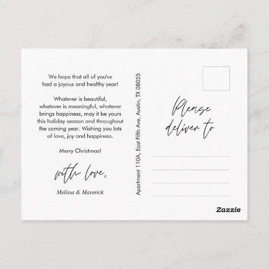 Merriest Christmas Family Foto, Moderne Romance Briefkaart (Achterkant)