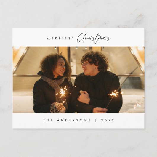 Merriest Christmas Family Foto, Moderne Romance Briefkaart (Voorkant)