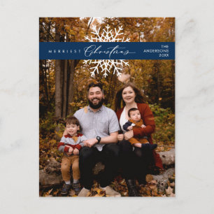 Merriest Christmas Family Foto, Sneeuwvlokken Briefkaart