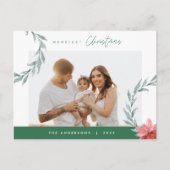 Merriest Christmas Family Foto, Waterverf Krans Briefkaart (Voorkant)