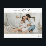 Merriest Christmas Family Foto, Winter Happiness Briefkaart<br><div class="desc">Vrolijkste kerst. Vier het seizoen met deze familiefoto gezellig vrolijk briefkaart winter en nieuwjaar Het is volledig aanpasbaar en gepersonaliseerd met uw eigen begroetingsberichten. Voeg uw retouradres toe voor eenvoudige verzending. Het is eenvoudig, gemakkelijk, maar modern gezellig en feestelijk. Dit is het ideale briefkaart om uw vakantiewensen door te geven....</div>