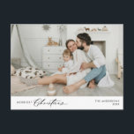 Merriest Christmas Family Foto, Winter Happiness Briefkaart<br><div class="desc">Vrolijkste kerst. Vier het seizoen met deze familiefoto gezellig vrolijk briefkaart winter en nieuwjaar Het is volledig aanpasbaar en gepersonaliseerd met uw eigen begroetingsberichten. Voeg uw retouradres toe voor eenvoudige verzending. Het is eenvoudig, gemakkelijk, maar modern gezellig en feestelijk. Dit is het ideale briefkaart om uw vakantiewensen door te geven....</div>