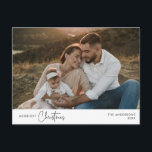 Merriest Christmas Family Foto, Winter Happiness Briefkaart<br><div class="desc">Vrolijkste kerst. Vier het seizoen met deze familiefoto gezellig vrolijk briefkaart winter en nieuwjaar Het is volledig aanpasbaar en gepersonaliseerd met uw eigen begroetingsberichten. Voeg uw retouradres toe voor eenvoudige verzending. Het is eenvoudig, gemakkelijk, maar modern gezellig en feestelijk. Dit is het ideale briefkaart om uw vakantiewensen door te geven....</div>