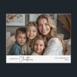 Merriest Christmas Family Foto, Winter Happiness Briefkaart<br><div class="desc">Vrolijkste kerst. Vier het seizoen met deze familie, ouders, kinder foto gezellige leuke vrolijke briefkaart winter en nieuwjaar Het is volledig aanpasbaar en gepersonaliseerd met uw eigen groet berichten. Voeg uw retouradres toe voor eenvoudige verzending. Het is eenvoudig, gemakkelijk, maar modern gezellig en feestelijk. Dit is het ideale briefkaart om...</div>