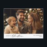 Merriest Christmas Family Foto, Winter Happiness Briefkaart<br><div class="desc">Vrolijkste kerst. Vier het seizoen met deze familiefoto gezellig vrolijk briefkaart winter en nieuwjaar Het is volledig aanpasbaar en gepersonaliseerd met uw eigen begroetingsberichten. Voeg uw retouradres toe voor eenvoudige verzending. Het is eenvoudig, gemakkelijk, maar modern gezellig en feestelijk. Dit is het ideale briefkaart om uw vakantiewensen door te geven....</div>