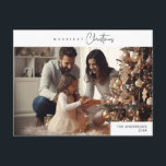 Merriest Christmas Family Foto, Winter Happiness Briefkaart<br><div class="desc">Vrolijkste kerst. Vier het seizoen met deze familiefoto gezellig vrolijk briefkaart winter en nieuwjaar Het is volledig aanpasbaar en gepersonaliseerd met uw eigen begroetingsberichten. Voeg uw retouradres toe voor eenvoudige verzending. Het is eenvoudig, gemakkelijk, maar modern gezellig en feestelijk. Dit is het ideale briefkaart om uw vakantiewensen door te geven....</div>