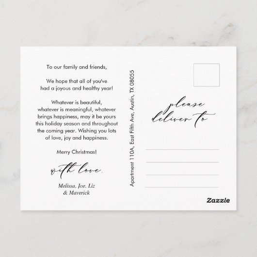 Merriest Christmas Family Foto, Winter Happiness Briefkaart (Achterkant)