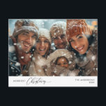 Merriest Christmas Family Foto, Winter Happiness Briefkaart<br><div class="desc">Vrolijkste kerst. Vier het seizoen met deze familiefoto gezellig vrolijk briefkaart winter en nieuwjaar Het is volledig aanpasbaar en gepersonaliseerd met uw eigen begroetingsberichten. Voeg uw retouradres toe voor eenvoudige verzending. Het is eenvoudig, gemakkelijk, maar modern gezellig en feestelijk. Dit is het ideale briefkaart om uw vakantiewensen door te geven....</div>