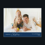 Merriest Christmas Family Foto, Winter Happiness Briefkaart<br><div class="desc">Vrolijkste kerst. Vier het seizoen met deze familiefoto gezellig vrolijk wintergeluk marineblauw en nieuwjaar briefkaart Het is volledig aanpasbaar en gepersonaliseerd met uw eigen begroetingsberichten. Voeg uw retouradres toe voor eenvoudige verzending. Het is eenvoudig, gemakkelijk, maar modern gezellig en feestelijk. Dit is het ideale briefkaart om uw vakantiewensen door te...</div>