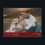 Merriest Christmas Family Foto, Winter Happiness Briefkaart<br><div class="desc">Vrolijkste kerst. Vier het seizoen met deze familiefoto gezellige leuke vrolijke winter en nieuwjaar Bourgogne Rode briefkaart. Het is volledig aanpasbaar en gepersonaliseerd met uw eigen begroetingsberichten. Voeg uw retouradres toe voor eenvoudige verzending. Het is eenvoudig, gemakkelijk, maar modern gezellig en feestelijk. Dit is het ideale briefkaart om uw vakantiewensen...</div>