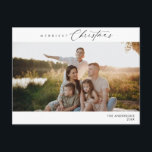 Merriest Christmas Family Foto, Winter Romance Briefkaart<br><div class="desc">Vrolijkste kerst. Vier het seizoen met deze familiefoto gezellige vrolijke winterse romance en nieuwjaar briefkaart Het is volledig aanpasbaar en gepersonaliseerd met uw eigen begroetingsberichten. Voeg uw retouradres toe voor eenvoudige verzending. Het is eenvoudig, gemakkelijk, maar modern gezellig en feestelijk. Dit is het ideale briefkaart om uw vakantiewensen door te...</div>