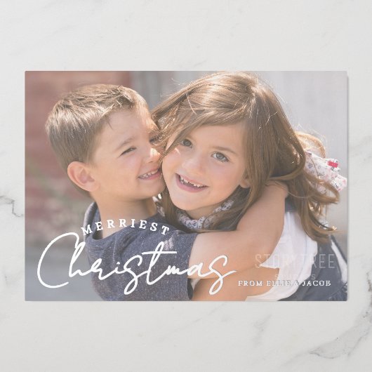 Merriest Christmas Family Joy Christmas Folie Feestdagenkaart (Voorkant)