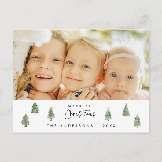 Merriest Christmas Family Photo, Kerstbomen Briefkaart (Voorkant)