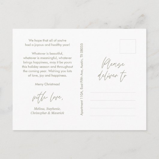 Merriest Christmas Family Photo, moderne eucalyptu Briefkaart (Achterkant)