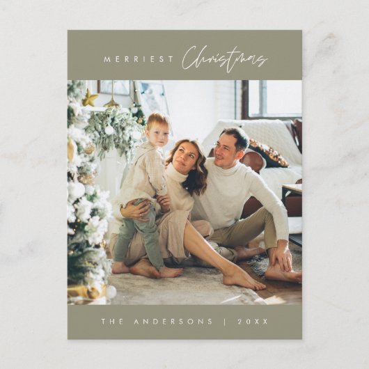 Merriest Christmas Family Photo, moderne eucalyptu Briefkaart (Voorkant)