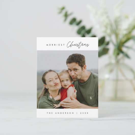 Merriest Christmas Family Photo, Schattige Happine Briefkaart (Staand voorkant)