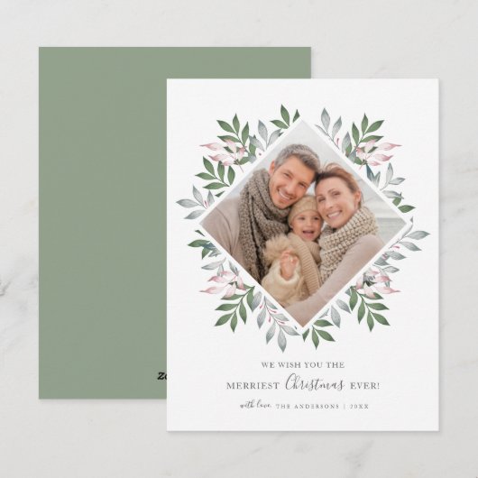 Merriest Christmas Feestelijke Fotobehang Foto Lij Feestdagenkaart (Voorkant / Achterkant)