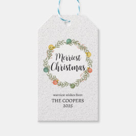 Merriest Christmas Feestelijke Krans Vakantie Cadeaulabel