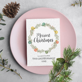 Merriest Christmas Feestelijke Krans Vakantie Kaar Feestdagenkaart