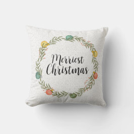 Merriest Christmas Feestelijke Krans Vakantie Kussen