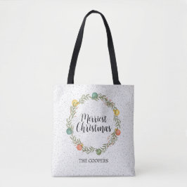 Merriest Christmas Feestelijke Krans Vakantie Tote Bag