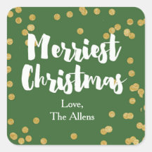 Merriest Christmas - Groen Goud Sticker of Zegel
