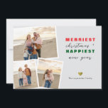 Merriest Christmas Happiest Nieuwjaar Collage Foto Feestdagenkaart<br><div class="desc">Collage Foto Kerstvakantie Kaart. 3 foto's.</div>
