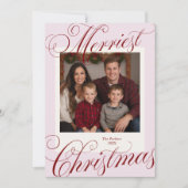 Merriest Christmas Kalligrafie Foto Feestdagenkaart (Voorkant)