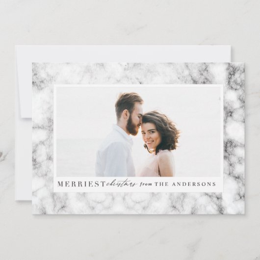 Merriest Christmas Marble foto Feestdagenkaart (Voorkant)