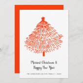 Merriest Christmas Minimal Modern Red Tree Feestdagenkaart (Voorkant / Achterkant)