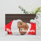 Merriest Christmas Modern Familiefoto Feestdagenkaart (Staand voorkant)