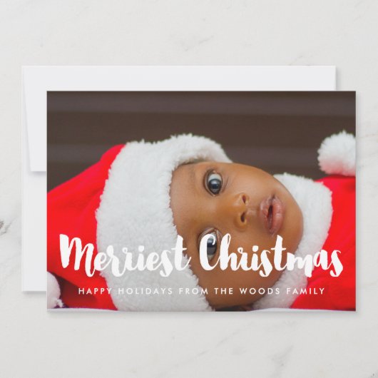 Merriest Christmas Modern Familiefoto Feestdagenkaart (Voorkant)