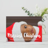 Merriest Christmas Modern Familiefoto Feestdagenkaart (Staand voorkant)