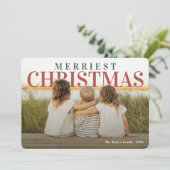 Merriest Christmas Modern Photo Feestdagenkaart (Staand voorkant)