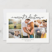 MERRIEST CHRISTMAS Modern Script Photo Collage Feestdagenkaart (Voorkant)