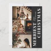 Merriest Christmas Modern Zwart Script Foto Feestdagenkaart (Voorkant)