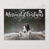 Merriest Christmas Moderne Kalligrafie Foto Feestdagenkaart (Voorkant)