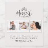 Merriest Christmas multi foto vakantie Wijn Etiket (Enkel label)