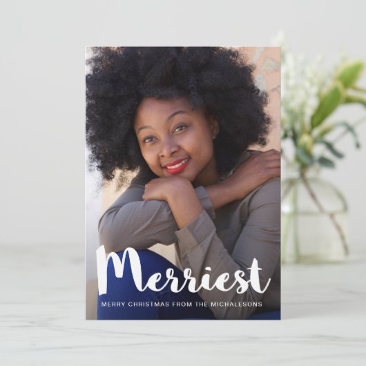 Merriest Christmas Rustic Green Botanical Feestdagenkaart (Staand voorkant)